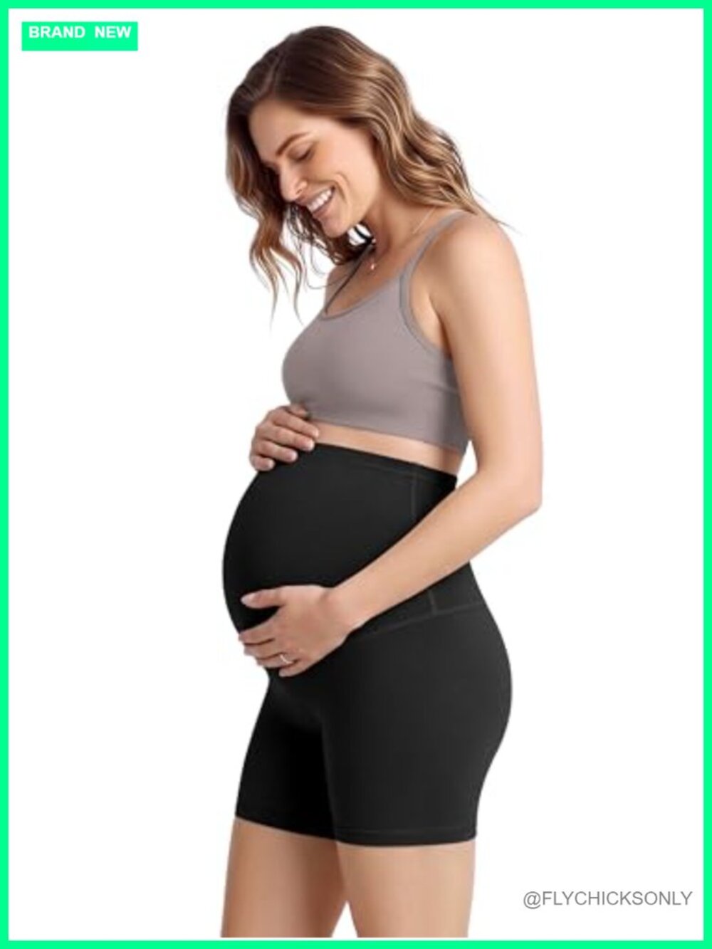 Maternity Biker Shorts 5" Buttery Soft Over Belly Pregnancy Yoga Lounge